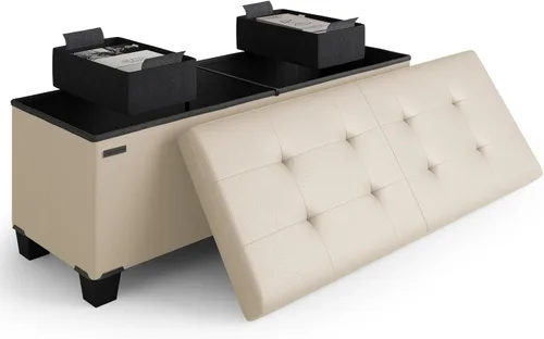 Miniatura 97 de Cubo otomano de almacenamiento con cubo pequeño, otomana cuadrada de 15 pulgadas con almacenamiento para sala de estar y dormitorio, reposapiés