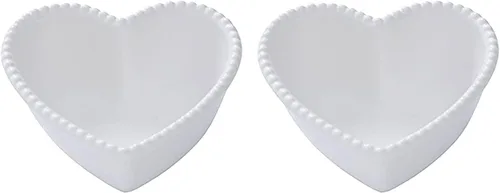 Miniatura 5 de CHOOLD - Cuenco de cerámica con forma de corazón para pudín horneado, cuenco para postre, cuenco para horno, ramekin para ramekin (rosa/blanco)