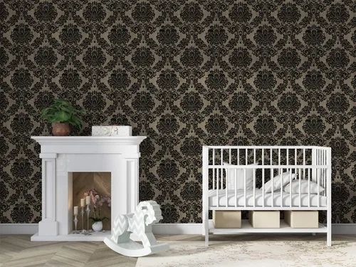 Miniatura 8 de JLHOUSE Papel tapiz de vinilo victoriano de damasco para pegar y despegar, papel tapiz autoadhesivo marrón/negro, papel extraíble para paredes