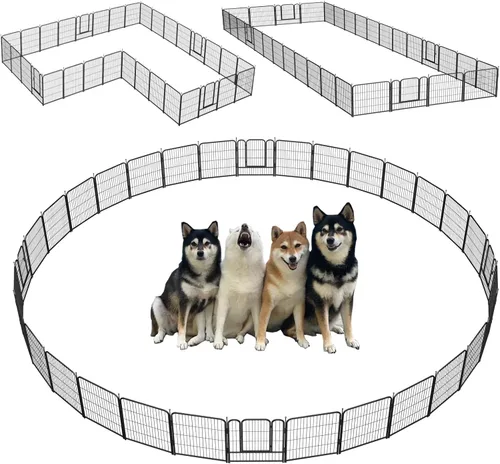 Miniatura 15 de Corralito portátil para perros, valla de ejercicio de metal resistente para mascotas, corral para interiores y exteriores, corral para mascotas