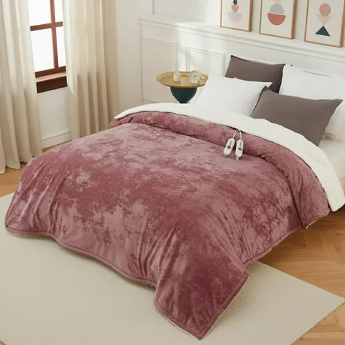 Miniatura 13 de GarveeHome Manta eléctrica de franela, manta térmica de terciopelo, mantas eléctricas de calentamiento suaves de lujo, 4 niveles de calor y 4 horas