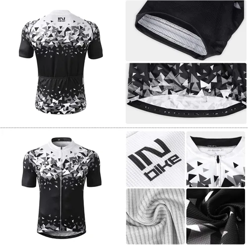 Miniatura 2 de INBIKE Conjunto de camiseta de ciclismo para hombre, camisa de ciclismo transpirable de manga corta con pantalones cortos acolchados