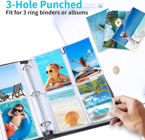 Miniatura 7 de Fabmaker Paquete de 30 fundas de fotos para carpeta de 3 anillas (3.5 x 5, para 240 fotos), protectores de páginas de fotos archivales de 3.5 x 5
