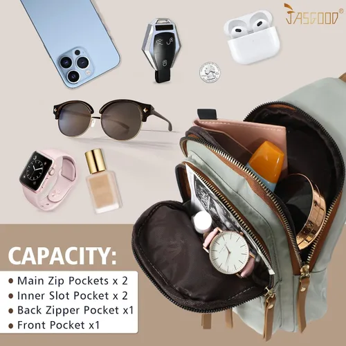 Miniatura 3 de JASGOOD Mochila bandolera pequeña para mujer, cangurera, cangurera, bolsa de hombro para viajes, D-light Verde