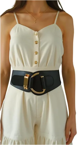 Miniatura 10 de TFJ - Cinturón ancho de moda para mujer, cintura alta, hebilla de gancho de metal dorado, talla XS, S, M, L, XL