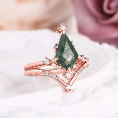 Miniatura 4 de LAZLUVU Anillos de compromiso de cristal, anillos de boda chapados en oro, anillo de boda para mujer