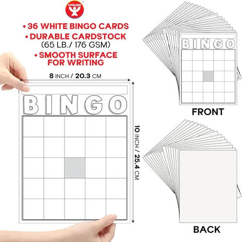 Miniatura 2 de Hygloss Productos Tarjetas de bingo en blanco para escribir - Paquete de 36 hojas de bingo de tamaño grande desechables - Actividades para aulas