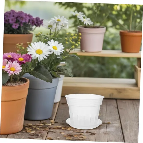 Miniatura 4 de Maceta de orquídeas para interiores, 1 juego de agujeros de ventilación, prácticas macetas redondeadas con bandeja transpirables, macetas