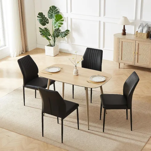 Miniatura 39 de HIPIHOM Mesa de comedor moderna de granja de 47.2 pulgadas, mesa de comedor rectangular de madera con patas de metal para 4 personas para comedor