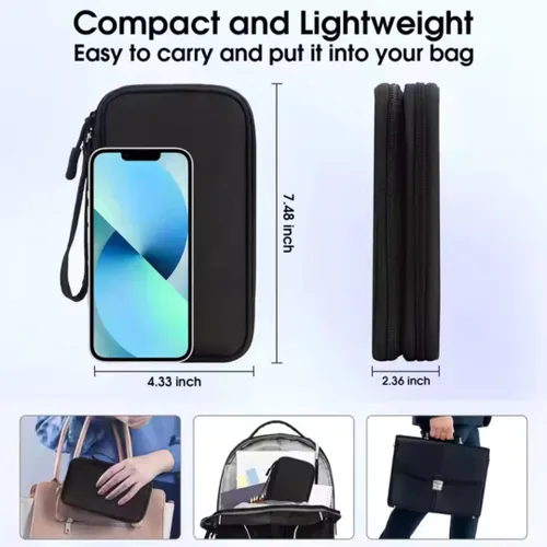 Miniatura 3 de PrimeEssence - Organizador de cables de viaje, bolsa de transporte para accesorios electrónicos, portátil, impermeable, doble capa, bolsa