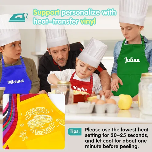 Miniatura 4 de Juego de 24 delantales para niños de 12 colores, XL para niños de 7 a 13 años, delantales de chef para niños, pintura para cocina, cocina, hornear