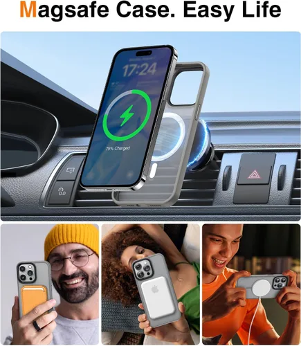 Miniatura 4 de Meifigno Magic Mag Series - Funda diseñada para iPhone 15 Pro, protección de grado militar y compatible con MagSafe, parte trasera mate translúcida