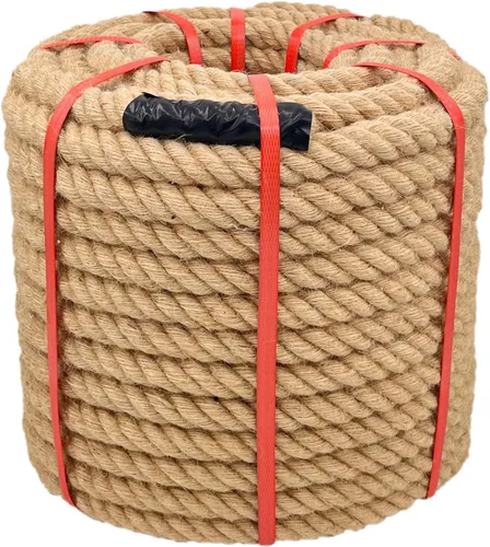 Miniatura 14 de Cuerda de cáñamo de 1 pulgada x 50 pies, cuerda trenzada de 4 hebras resistente para manualidades, decoración náutica, tira y afloja, paisajismo