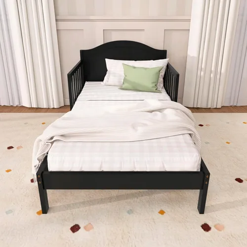 Miniatura 7 de Dream On Me Sydney - Cama para niños pequeños, color negro, con certificado Greenguard Gold y JPMA, diseño bajo, acabados no tóxicos, rieles