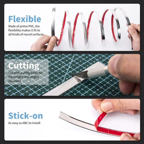 Miniatura 4 de Art3d Moldura de Vinilo Flexible de 30 Pies para Despegar y Pegar para Bordes de Azulejos de Pared, Protector contra Salpicaduras de Cocina, Marco