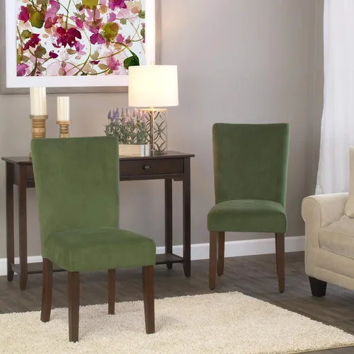 Miniatura 218 de Homepop Silla de comedor con detalles festoneados, sillas de comedor Parsons tapizadas, muebles decorativos para el hogar, tejido gris claro