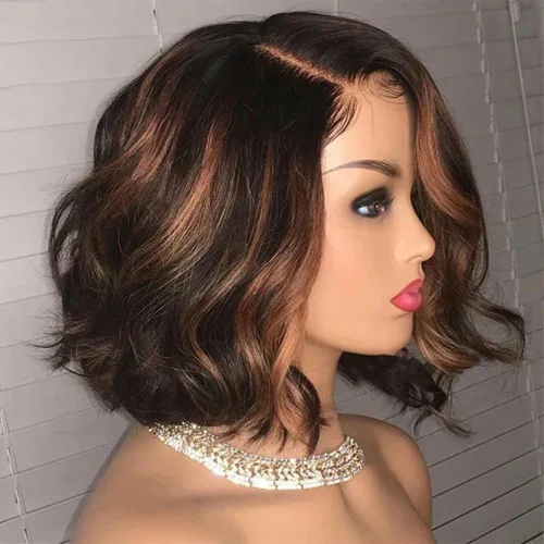 Miniatura 9 de Pelucas de cabello humano con reflejos #1B/27, mezcla de rubios, color natural, con abuelitos, invisible HD, 13x4, encaje frontal, pelucas