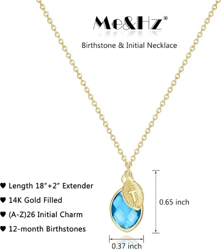Miniatura 4 de Me&Hz Initial Birthstone Necklace for Women 14K Gold Filled Small Initial Necklace Crystal Birthstone Pendant Necklace for Girls Teens Mom Dainty