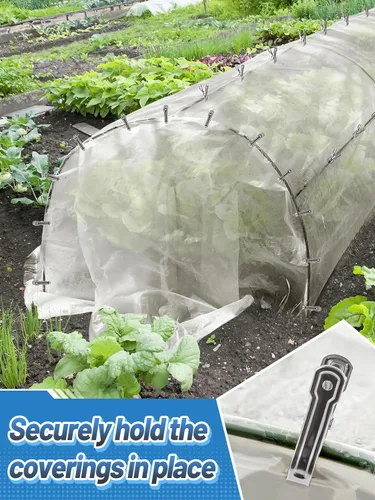 Miniatura 6 de Cilps de jardín de acero inoxidable – 40 abrazaderas de metal grandes abiertas para aros de invernadero, cubierta de plantas de 2 pulgadas, lona