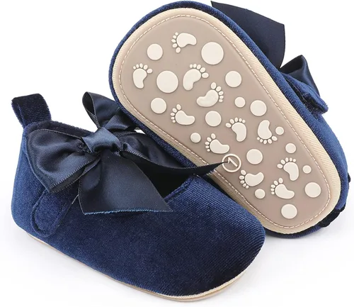 HULYKA Mary Jane - Zapatos planos de goma antideslizantes para recién nacidos zapatos de vestir de princesa para niños pequeños