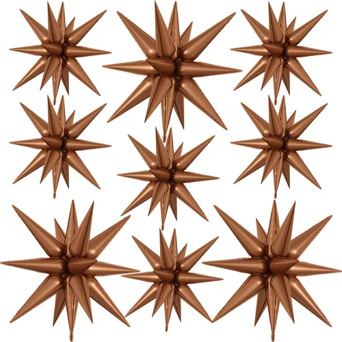 Miniatura 35 de 9 piezas de globos de estrella beige, grandes globos de papel de aluminio en forma de estrella en explosión, globos de Mylar en punta color crema