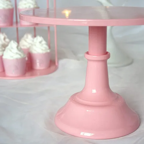 Miniatura 5 de Soporte de hierro para tartas, bandeja decorativa para cupcakes, bandeja de fruta de postre para baby shower, boda, fiesta de cumpleaños (rosa) (M)