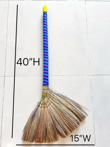 Miniatura 4 de Auténtica escoba asiática juego de 3 paquetes – Escoba de paja vietnamita de primera calidad, 40 pulgadas de longitud