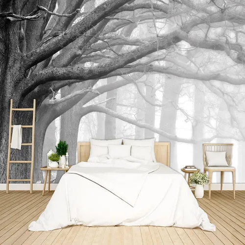 Miniatura 24 de Papel tapiz floral de peonía negra para dormitorio, flores botánicas moradas, hojas murales para sala de estar, fondo de TV, mural grande