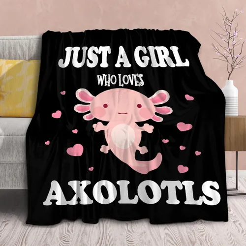 Manta de Axolotl de regalo para niñas y mujeres, mantas ligeras con la frase "Just A Girl Who Loves Axolotls" de felpa con bonitos animales y peces