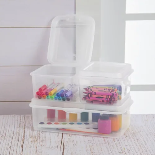 Miniatura 7 de Sterilite Paquete de 6 Cajas de Almacenamiento Rectangulares Grandes con Tapa Abatible, de Plástico Transparente con Tapa con Bisagras - Organizador