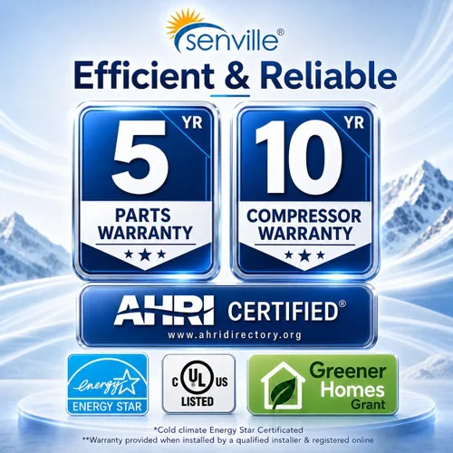 Miniatura 8 de Senville Sistema dividido de bomba de calor de aire acondicionado central de 2 toneladas 24,000 BTU, inversor, velocidad variable, 208/230V