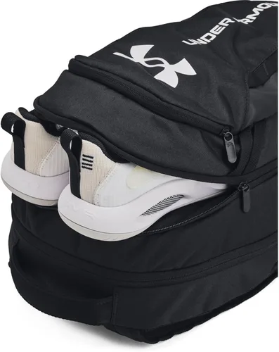 Miniatura 4 de Under Armour Mochila Hustle 6.0 unisex para adultos (002) Negro / Negro / Blanco