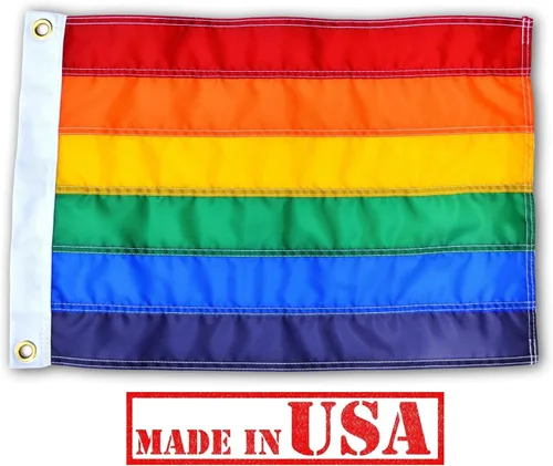 Miniatura 2 de US Flag Factory - Bandera arcoíris de 12 x 18 pulgadas (rayas cosidas individualmente) para exteriores SolarMax Nylon - Calidad premium - Fabricado