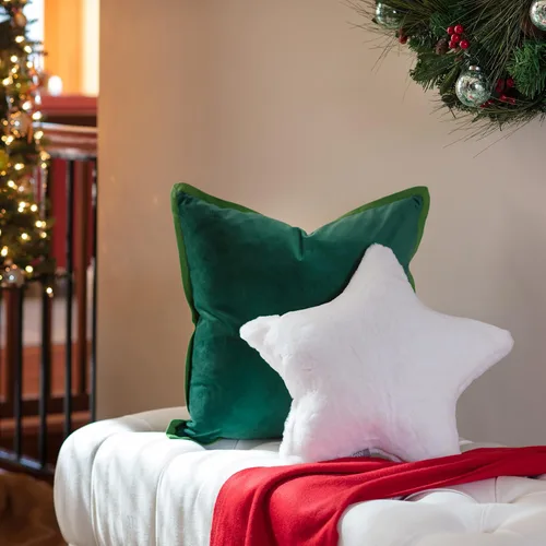 Miniatura 7 de Pillow Perfect Almohada para interiores en estrella de piel sintética, color blanquecino, 16.5 x 16.5 pulgadas