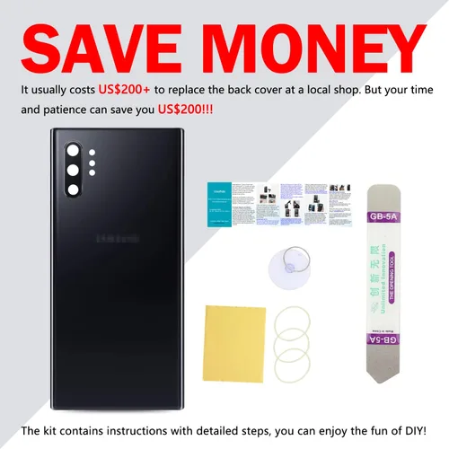 Miniatura 5 de Compatible con Samsung Galaxy Note 10+ Plus - Tapa trasera de cristal de repuesto de 6.8 pulgadas SM-N975U, todos los operadores con manual