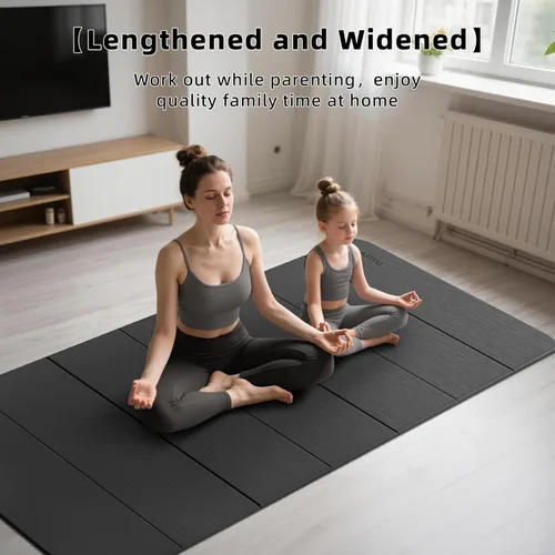 Miniatura 5 de PAIDU Tapete de yoga plegable de grosor de 2/5 pulgadas (0.394 in), diseño antideslizante de elastómero termoplástico, plegado rápido, fácil Negro