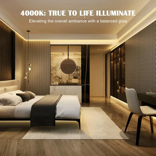 Miniatura 9 de Tira de luces LED COB blancas, 16.4 pies, regulable, 4000 K, blanco natural, 910 LED de 24 V, luces LED flexibles para dormitorio, cocina, luces