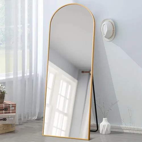 Miniatura 5 de NeuType Espejo arqueado de longitud completa de 71 x 24 pulgadas, espejo dorado de pared de cuerpo entero, espejo de piso, espejo de baño, espejo