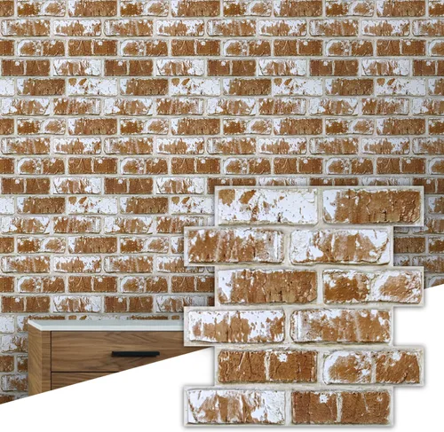 Miniatura 14 de Commomy 10 paneles de pared de piedra 3D para despegar y pegar, panel de pared de piedra sintética de 11.8 x 11.8 pulgadas, papel tapiz de ladrillo