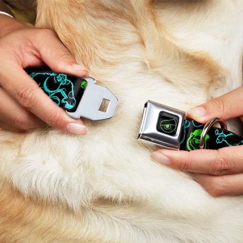 Miniatura 8 de Buckle-Down Monsters Inc. Sully & Mike Poses/GRRRRR! - Collar de perro con hebilla para cinturón de seguridad, negro, turquesa, verde, 1 pulgada