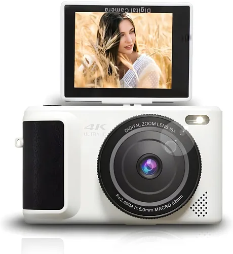 Miniatura 10 de Cámara digital 4K, 64MP, zoom 18X, enfoque automático, pantalla abatible de 2.8 pulgadas de 180°, cámara de vlogging para, compacta