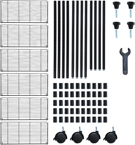 Miniatura 4 de Simple Deluxe Estantería resistente de 6 estantes, 29.92 pulgadas de profundidad x 13.98 pulgadas de ancho x 71.65 pulgadas de alto, estantería