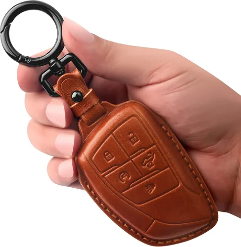 Miniatura 17 de Tukellen Funda para Llavero de Cuero Genuino Smart Key Holder Sleeve Compatible con 2021-2026 Chevy Chevrolet Colorado Equinox Silverado GMC Canyon