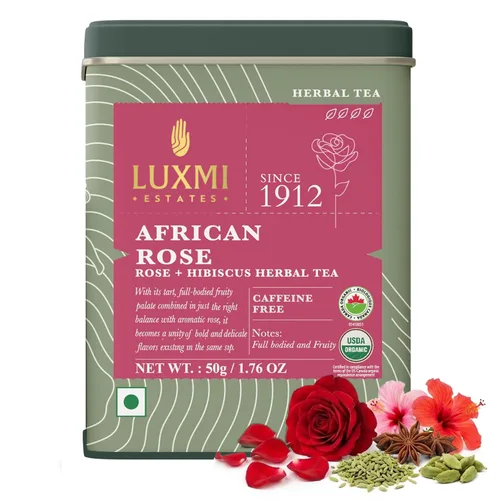 Miniatura 16 de Luxmi Estates African Rose - Té de rosa orgánico de hibisco (25 bolsas de té), sin cafeína, para desintoxicación, limpieza y digestión, con té