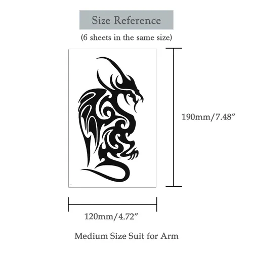 Miniatura 3 de 6 hojas de tatuajes temporales de tatuajes de garra de dragón volador negro, tótem y brazo, tatuajes falsos que se ven reales y duran mucho tiempo