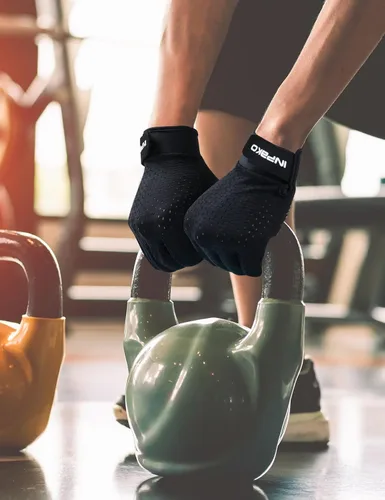 Miniatura 7 de Guantes de entrenamiento para hombres y mujeres, guantes de gimnasio de medio dedo, absorbentes de golpes, guantes de ejercicio antideslizantes