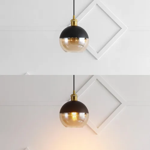 Miniatura 5 de JONATHAN Y JYL3513A-SET2 Nixon - Colgantes LED ajustables de 7.5" con 1 luz, diseño moderno de mediados de siglo, metal/vidrio, para dormitorio