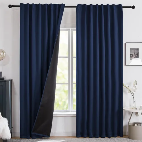 Miniatura 14 de Deconovo Cortinas 100% opacas para dormitorio, cortina con aislamiento térmico, panel de sala de estar insonorizado, certificado Oeko-TEX, cortinas
