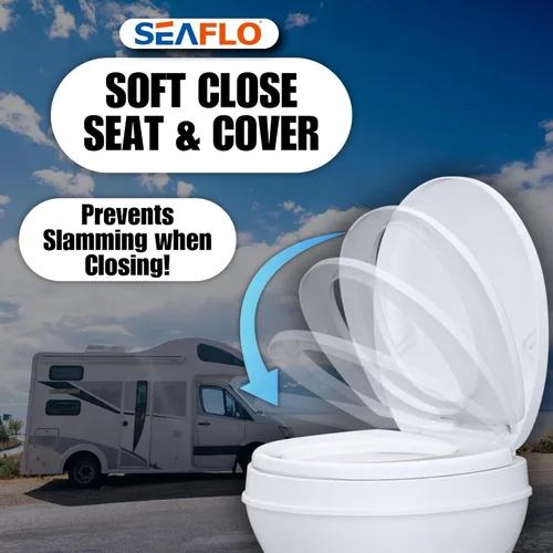 Miniatura 7 de SEAFLO Inodoro de altura residencial para cámper o caravana con accesorio rociador, altura estándar de 18.5 pulgadas, sistema de descarga por
