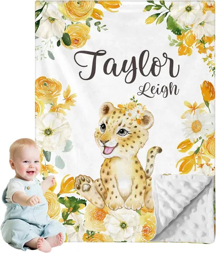 Miniatura 19 de Manta de bebé personalizada para niños, nombre personalizado con diseños de ratón, franela suave con respaldo de puntos de doble capa, manta 19 Ratón